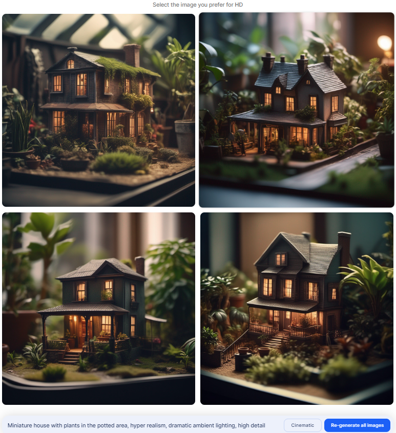 SDXL 0.9 - Miniature house with plants