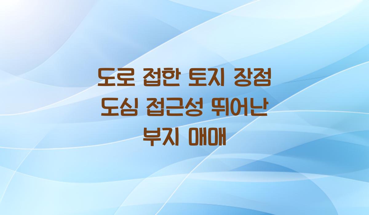 도로 접한 토지 장점
