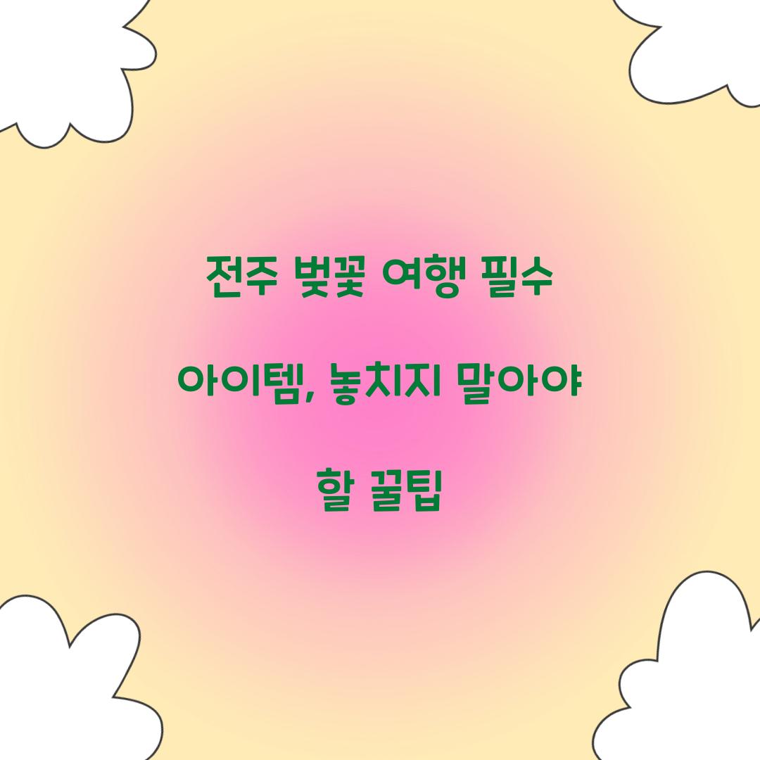 전주 벚꽃 여행 필수 아이템