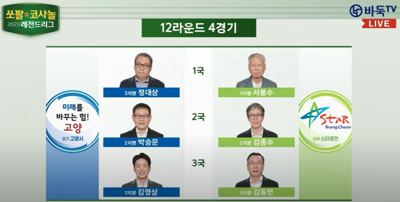 레전드리그 12라운드 3경기
