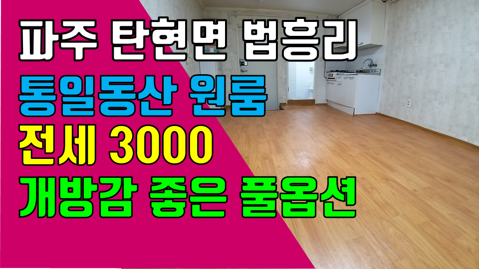  파주 탄현면 법흥리 통일동산 헤이리 프로방스 파주영어마을 원룸 전세 3000만 임대 개방감 좋고 베란다 넓은 깔끔한 풀옵션 2층 넓은 원룸
