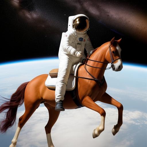 a photograph of an astronaut riding a horse