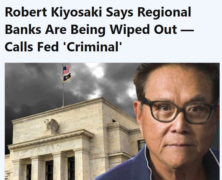 부자 아빠 가난한 아빠의 &#39;로버트 키요사키&#39;&#44; CBCD는 빅브라더...금은비트코인 사 모아라! Robert Kiyosaki Says Regional Banks Are Being Wiped Out — Calls Fed &#39;Criminal&#39;