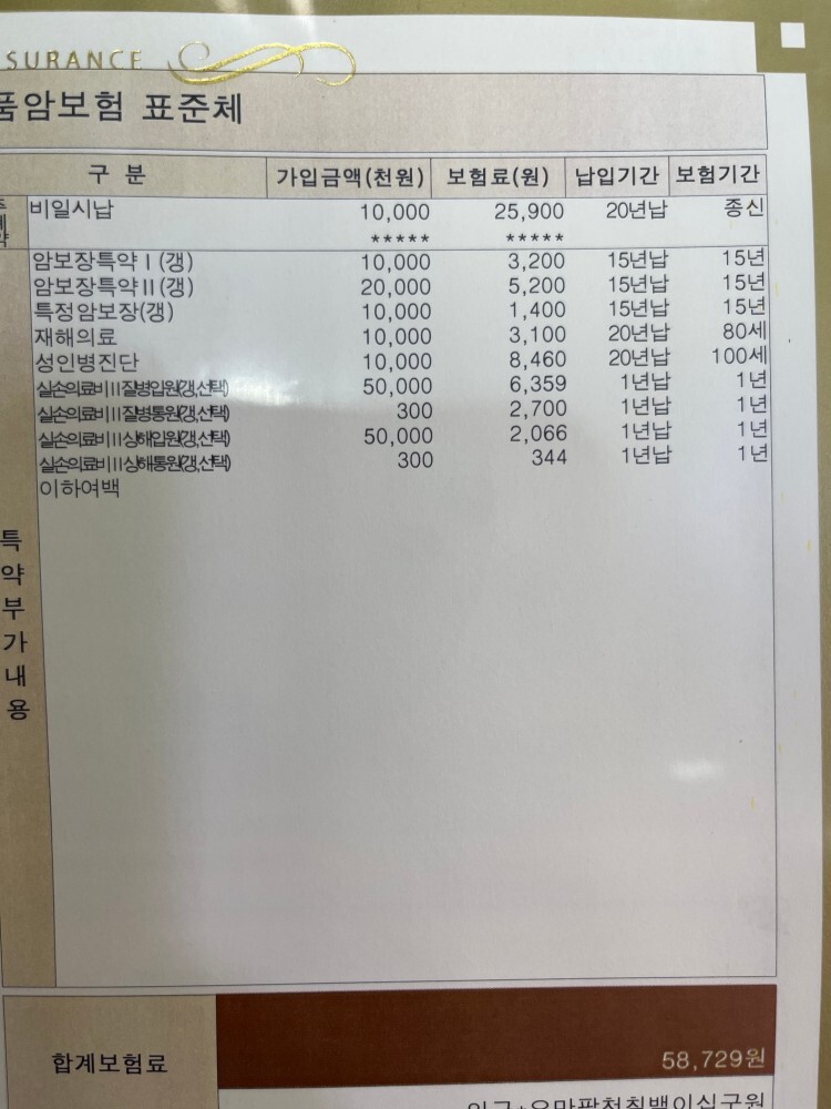  한화 행복한 명품암보험 질문좀드립니다