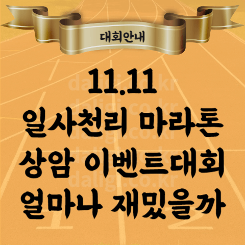 11.11 일사천리 레이스 코스 기념품 참가비 기념품 등
