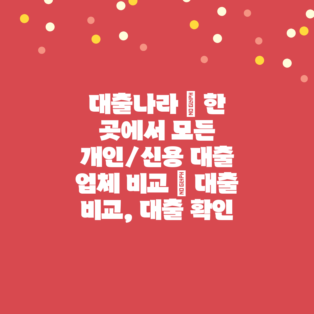 대출나라  한 곳에서 모든 개인신용 대출 업체 비교  