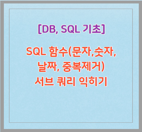 SQL 함수&#44; 서브 쿼리
