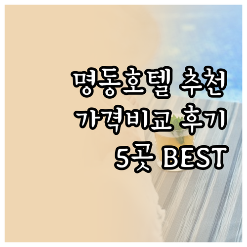 서울 명동 호텔 추천 5곳 가격 비교