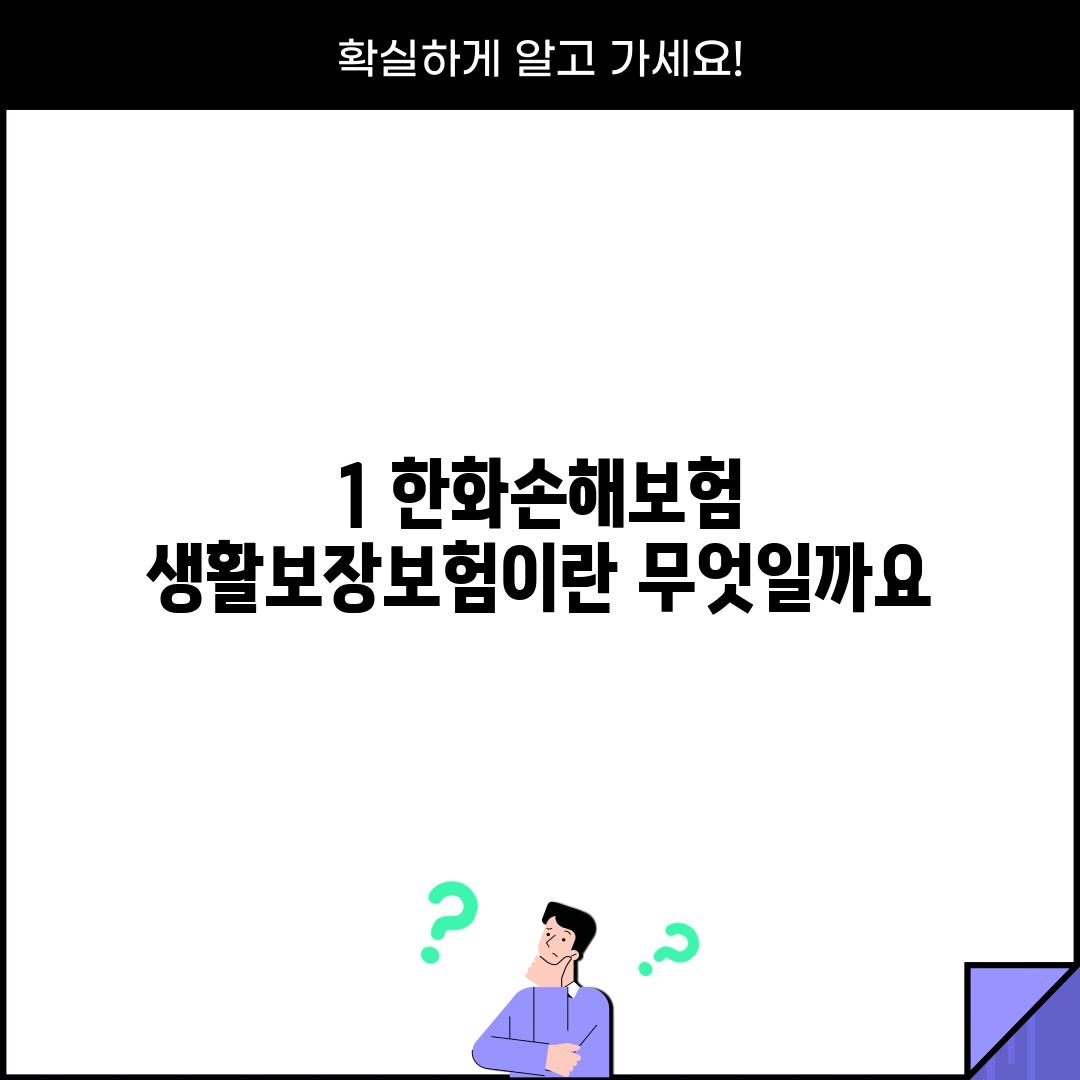 1. 한화손해보험 생활보장보험이란 무엇일까요?