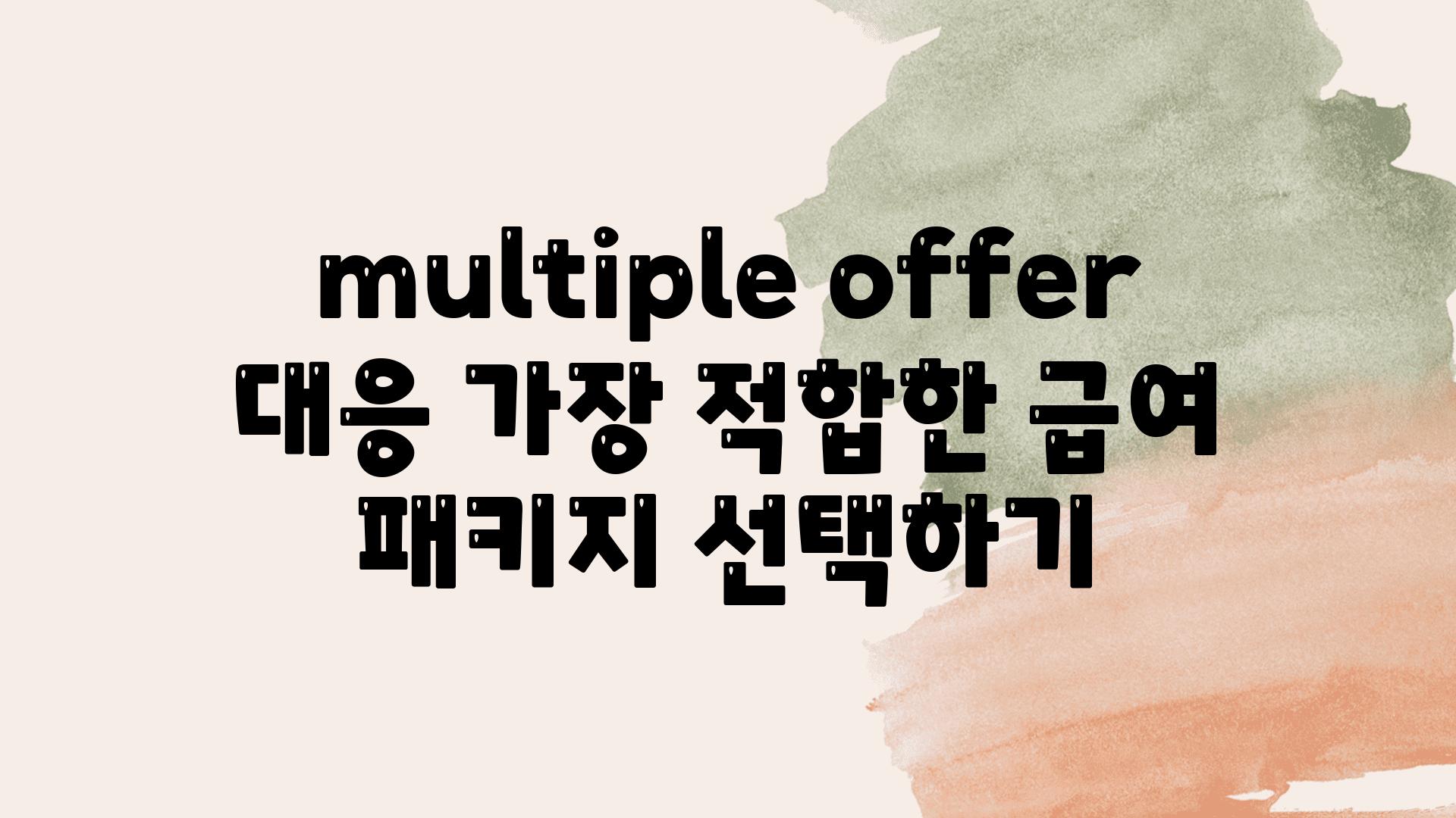 multiple offer 대응 가장 적합한 급여 패키지 선택하기