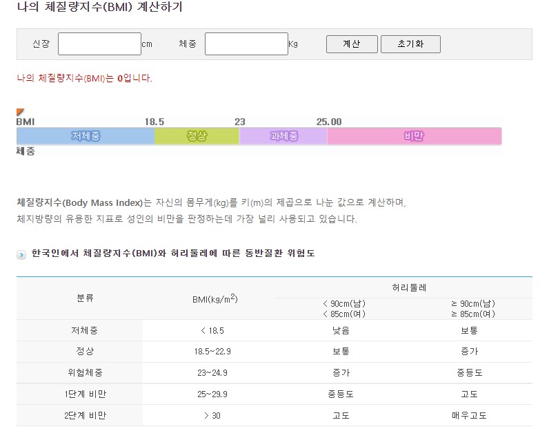 체질량지수 계산하기