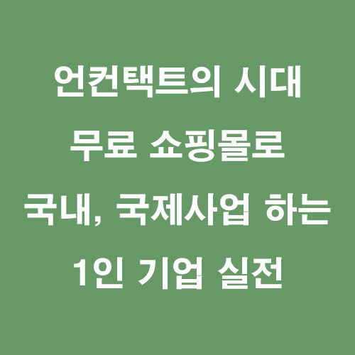 언컨택트의 시대 무료 쇼핑몰로 1인 창업하고, 실제로 추가소득 창출하기