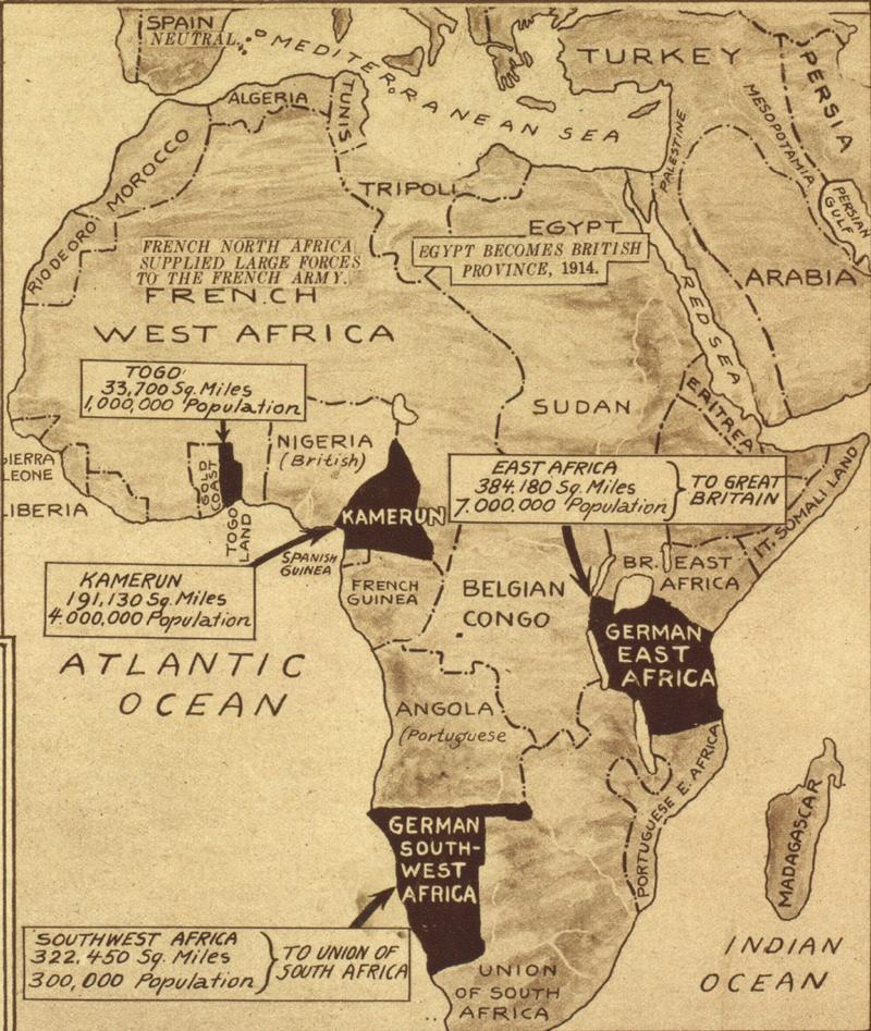 제1차 세계대전 아프리카 전구 지도