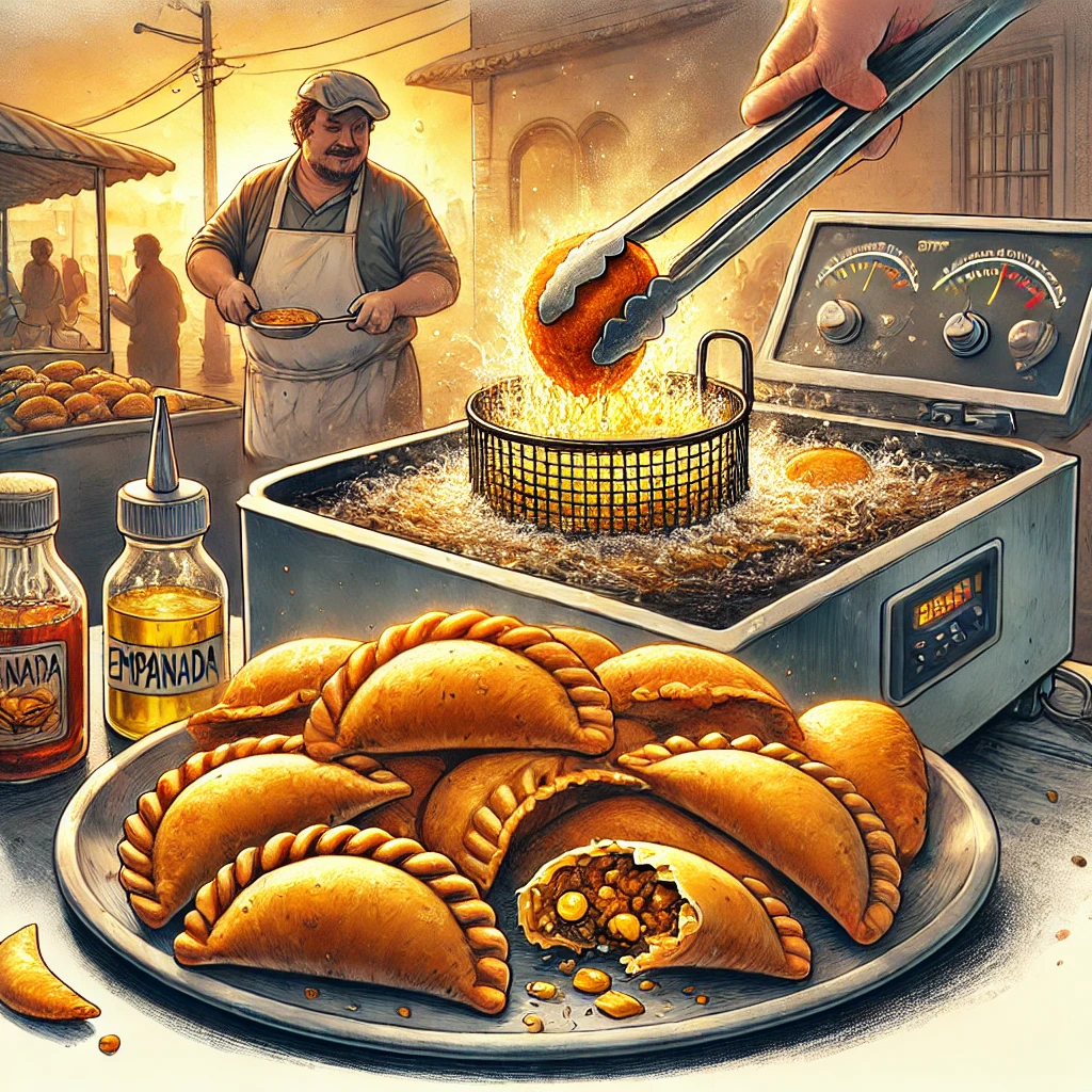 엠빠나다(Empanada) 튀기는 장면 & 한 입 베어 문 모습