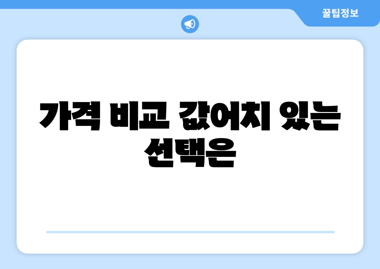 가격 비교 값어치 있는 선택은