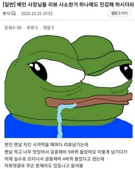  배민 리뷰 사소한거에 민감한 사장님