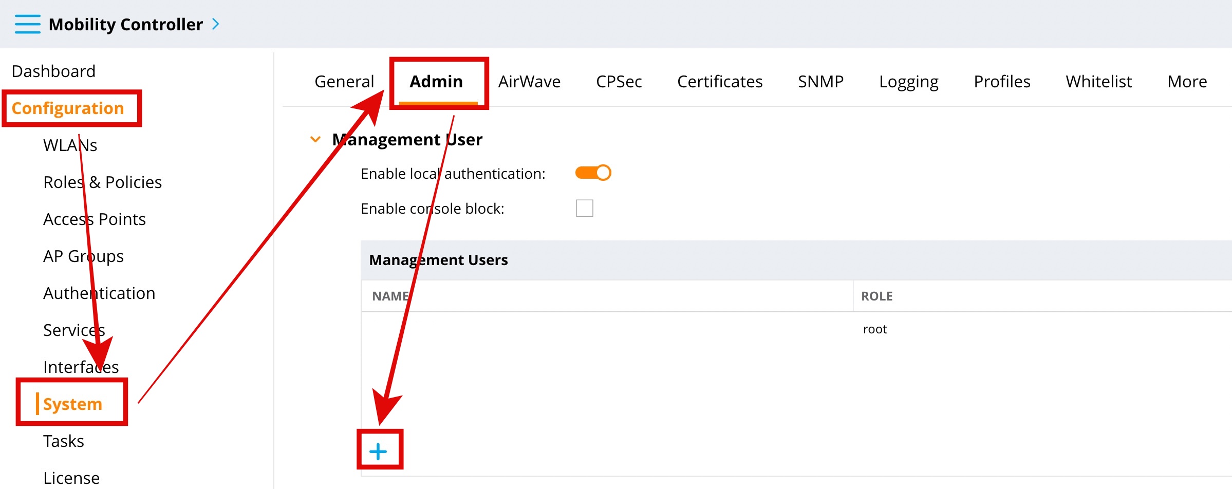 Aruba 7005 Controller Admin