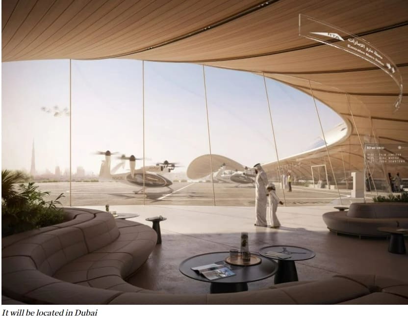 두바이의 &quot;에어 택시 터미널&quot;: Foster + Partners VIDEO: Foster + Partners designs sweeping terminal for &quot;air taxi services&quot; in Dubai