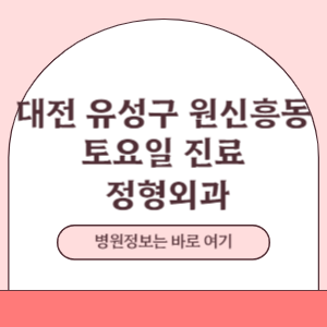 대전 유성구 원신흥동 토요일 정형외과 진료 병원