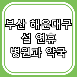 부산시 해운대구 설 연휴 문 여는 병원,약국 [2025년]