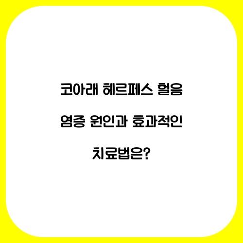 코아래 헤르페스 헐음 염증 원인