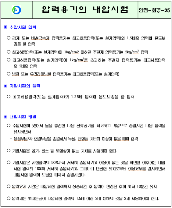  압력용기(Pressure Vessel) 적용 및 검사기준