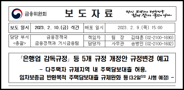  규제지역 다주택자 주택담보대출 허용 규제완화
