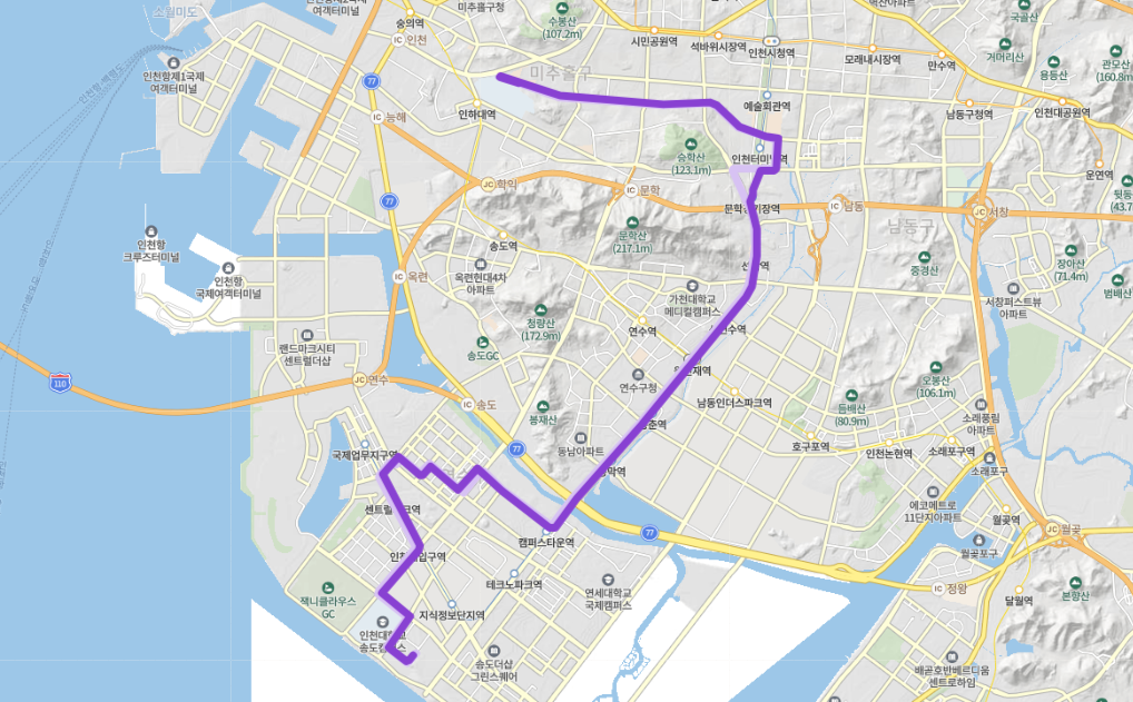 [인천,급행] 908번버스 노선, 시간표 : 송도, 인천대, 센트럴파크역, 인천종합터미널, 인하대