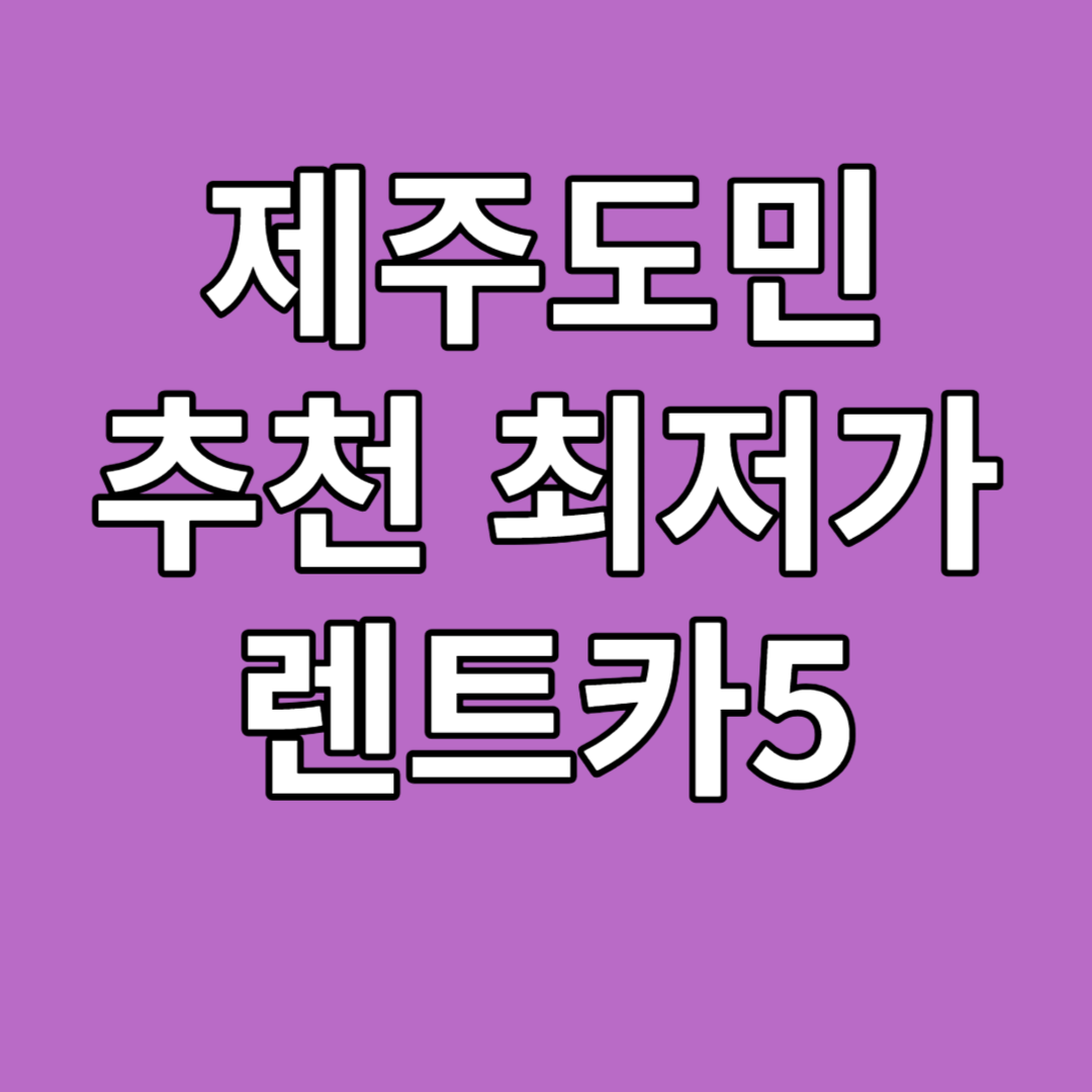 제주도민이 추천하는 최저가 렌트카5