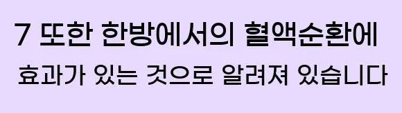  7 또한 한방에서의 혈액순환에 효과가 있는 것으로 알려져 있습니다