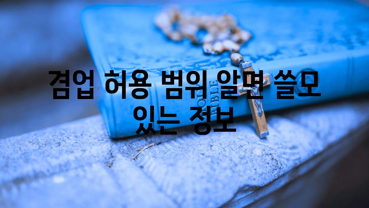 겸업 허용 범위 알면 쓸모 있는 정보