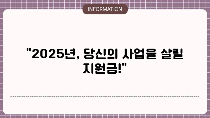 개인사업자 정보지원금: 2025년 기준 혜택 정리