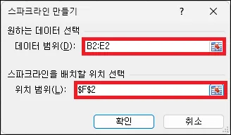 스파크라인 데이터 입력