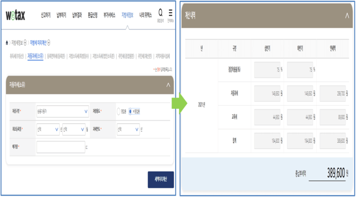  자동차 세금 계산법, 자동 계산 가능한 계산기