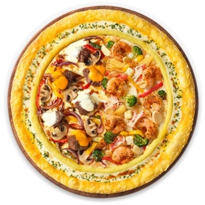 피자 헛 프리미엄 메뉴 리치 골드 엣지 치즈 크러스트 티본 쉬림프 라지 사이즈