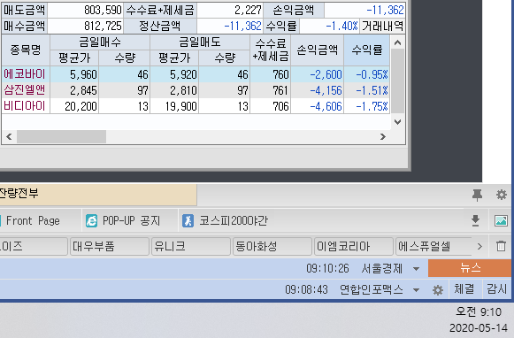  2020-05-14 주식 자동 매매 프로그램 거래 내역