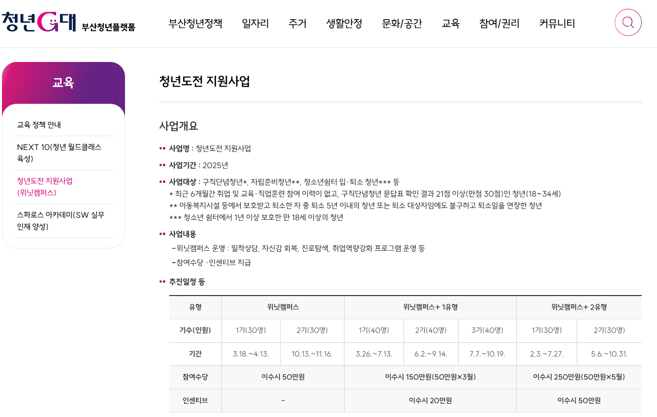 부산시 청년도전지원사업