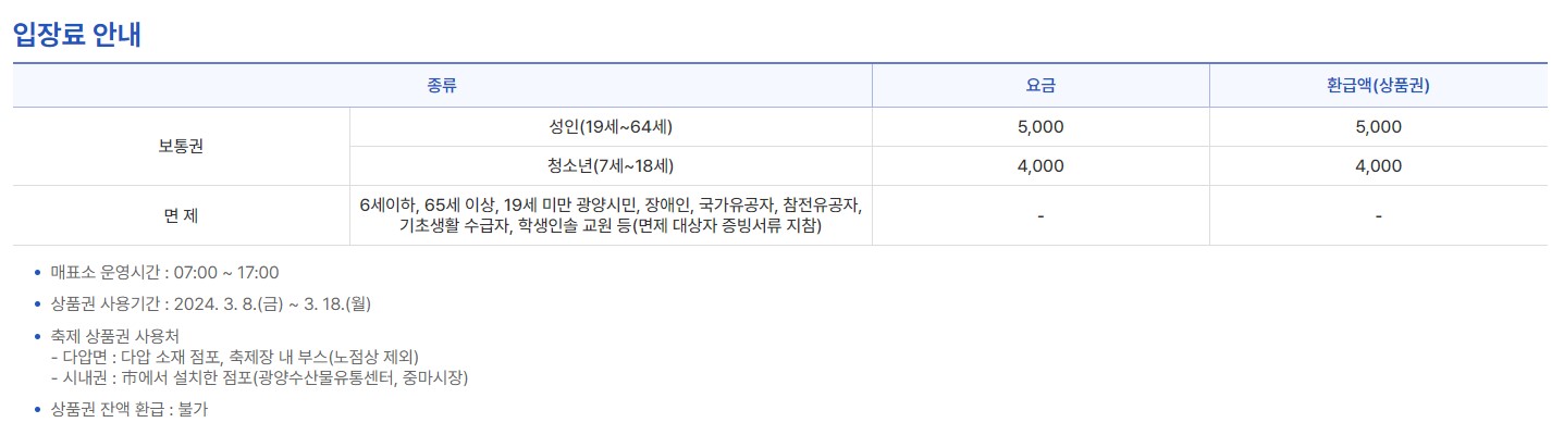 광양 매화 축제 기본정보 입장료 프로그램 주차장 총정리