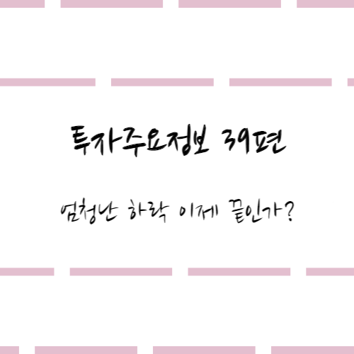  투자주요정보 39편 #엄청난 하락 이제 끝인가?