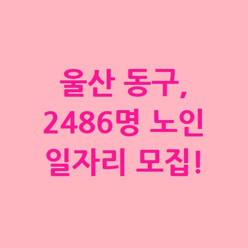 울산 동구 2025 노인 일자리 신청방법 자격 대상