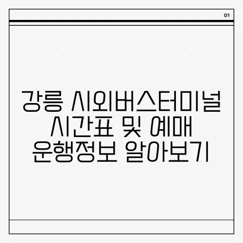 강릉 시외버스터미널 시간표 및 예매 운행정보 알아보기
