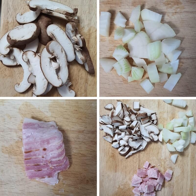 양파-베이컨-버섯-손질된-모습