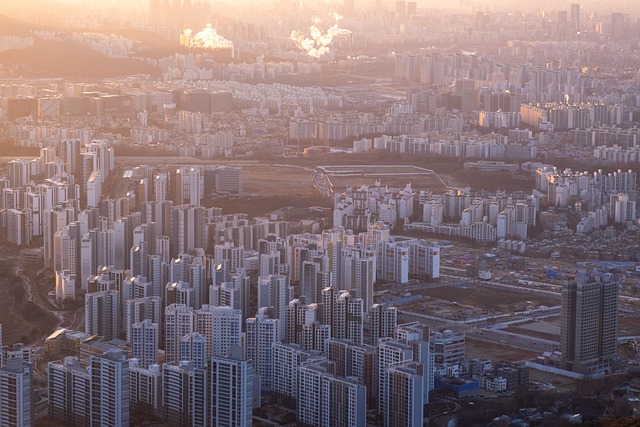 아파트 많은 한국 전경 사진