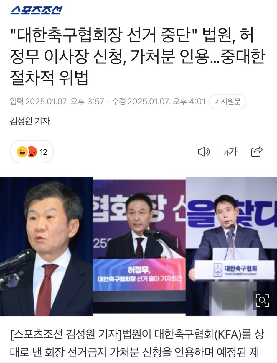 대한축구협회장 선거 중단