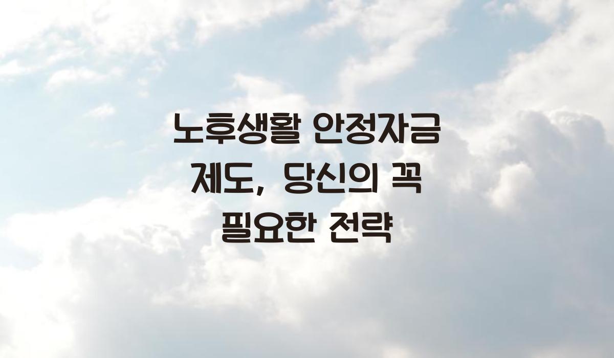 노후생활 안정자금 제도