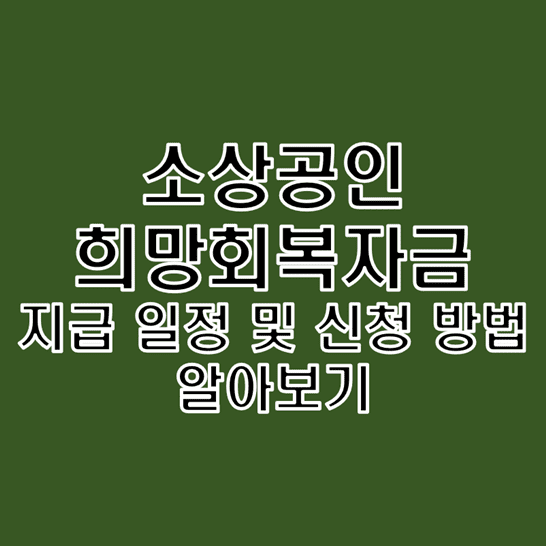  [확정] 소상공인 희망회복자금 지급 시기 및 지원 신청 방법