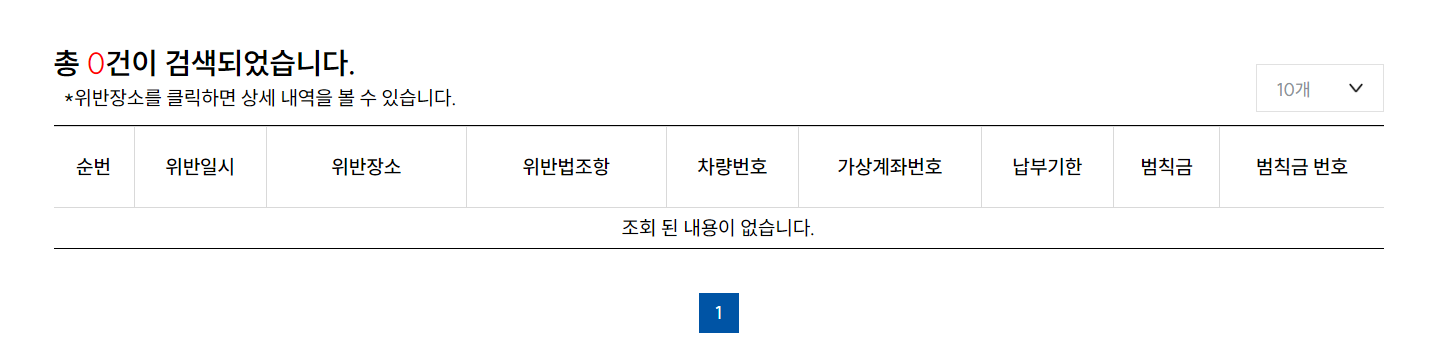 미납범칙금 확인