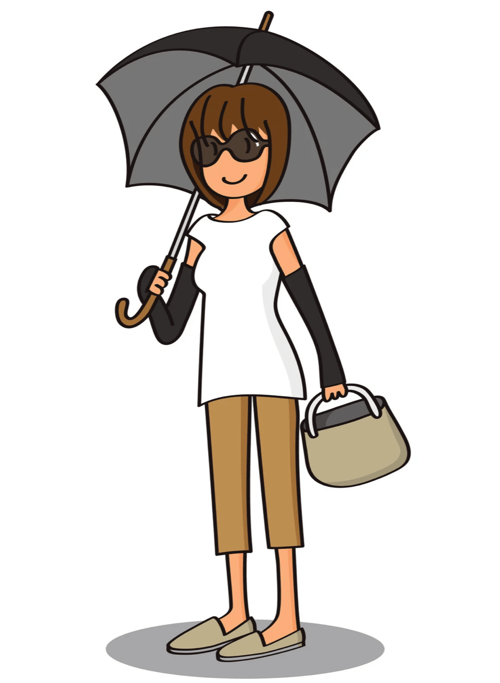 한여자가-썬글라스를-착용하고-우산을-들고있는-만화