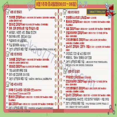  8월 1주 증시일정(카카오뱅크 상장 등)