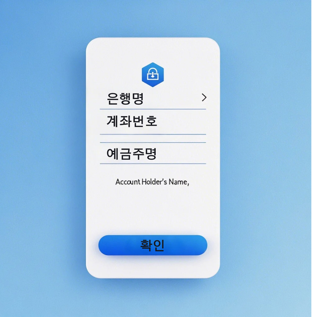 은행 계좌 입력 화면 이미지 사진
